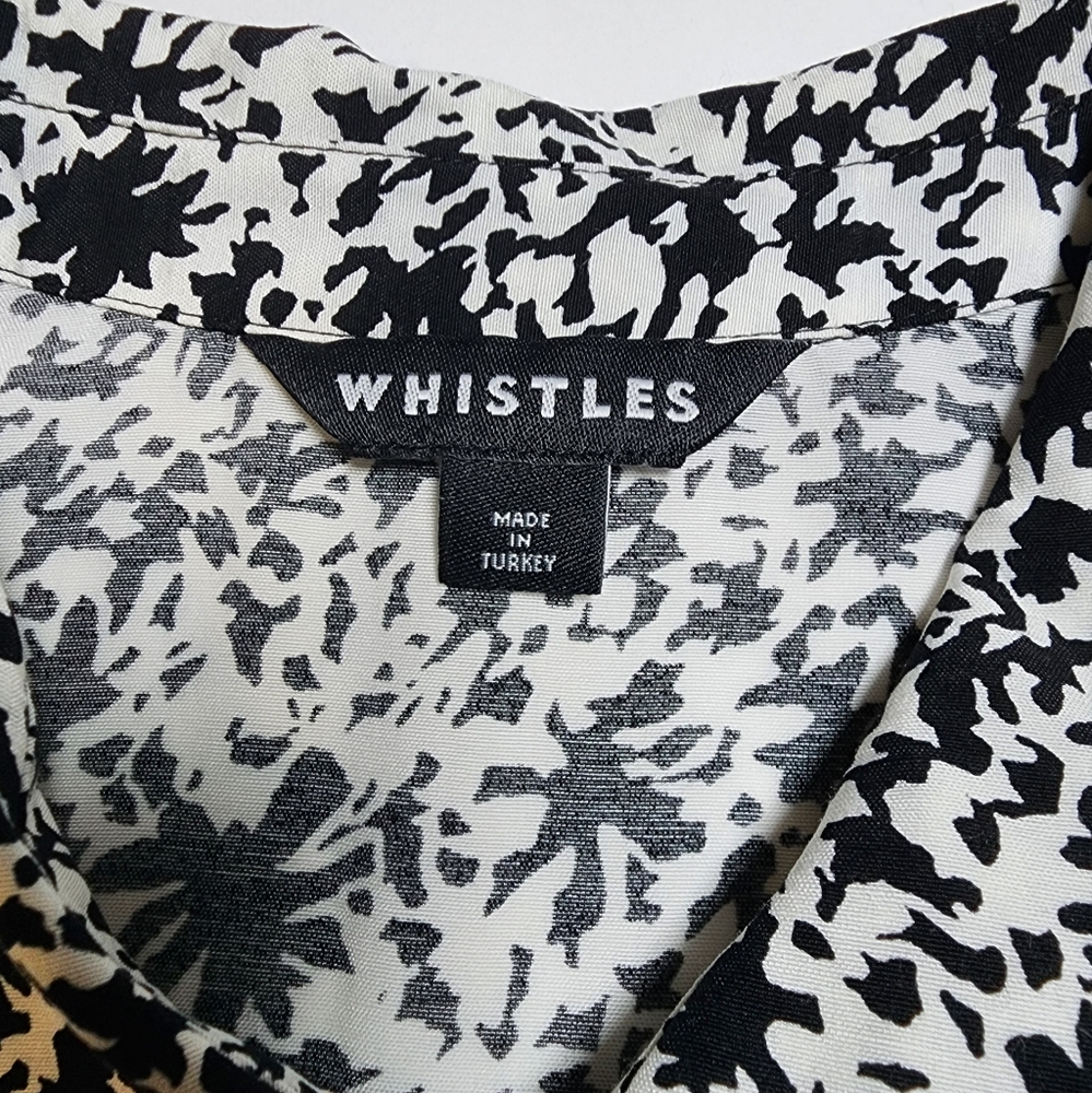 Whistles Floral Shirt Dress Black White Button Front Long Sleeve Size 8 - Picture 5 of 10
